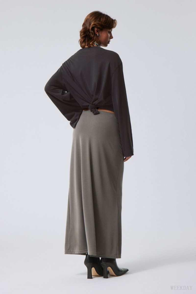 Weekday Signe Drapy Maxi Skirt Dark Mole | WMCD5971