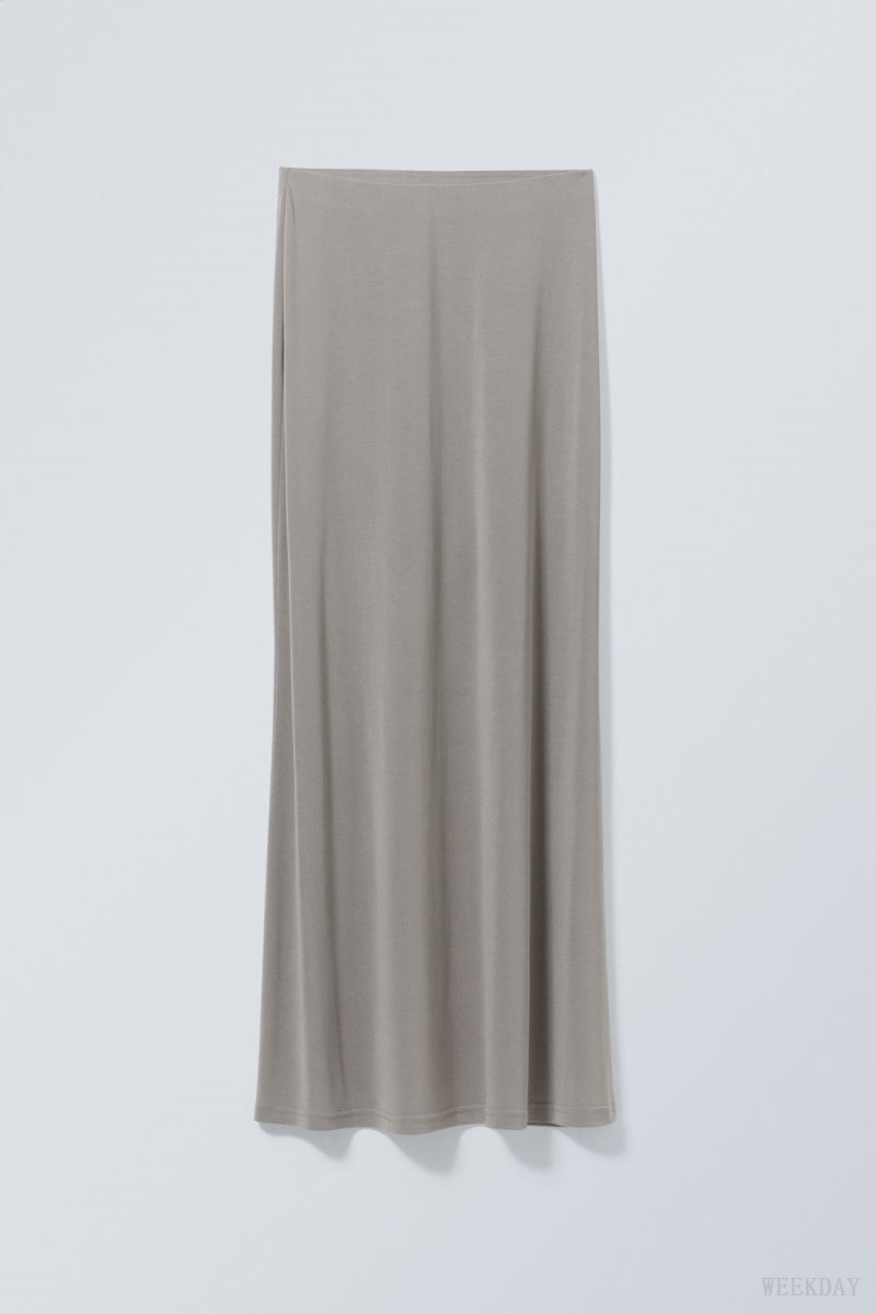 Weekday Signe Drapy Maxi Skirt Grey | MHOP0157