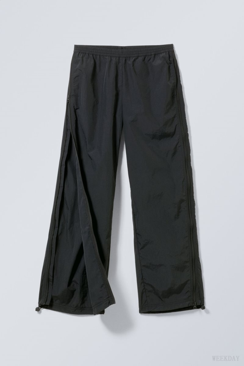 Weekday Simona Side Zip Track Trousers Black | WMZL1586