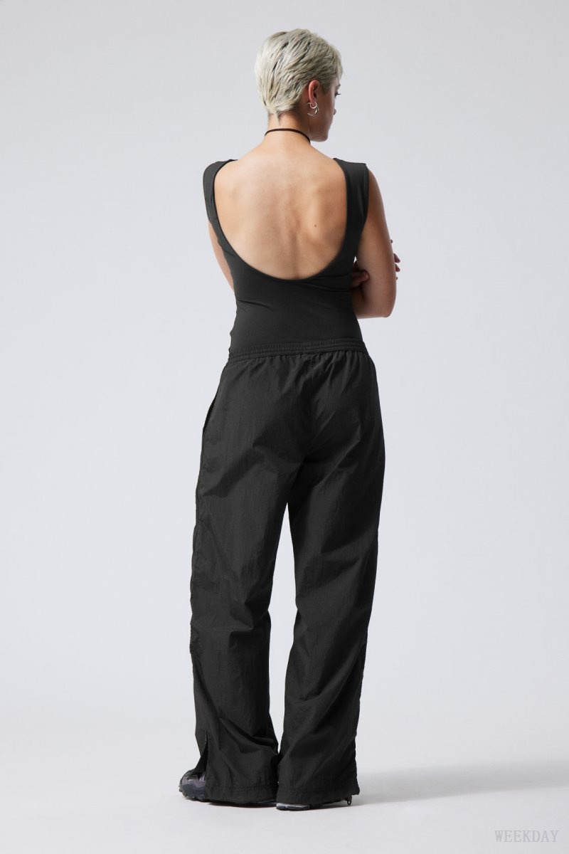 Weekday Simona Side Zip Track Trousers Black | WMZL1586