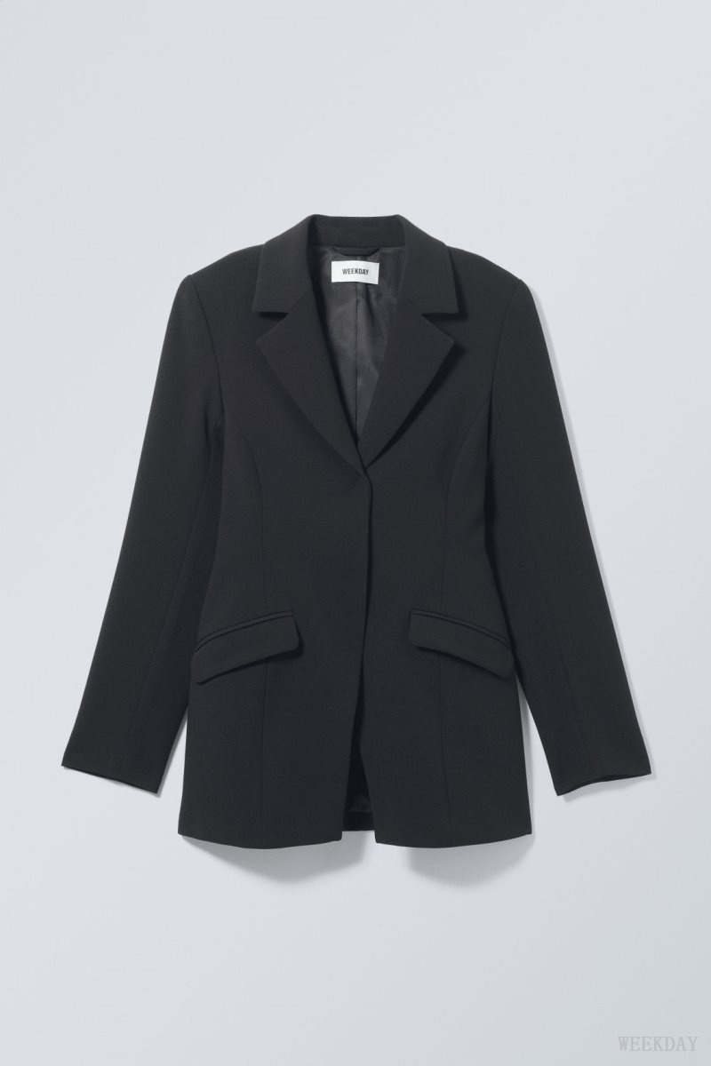 Weekday Simone Waisted Blazer Black | JRZE5659