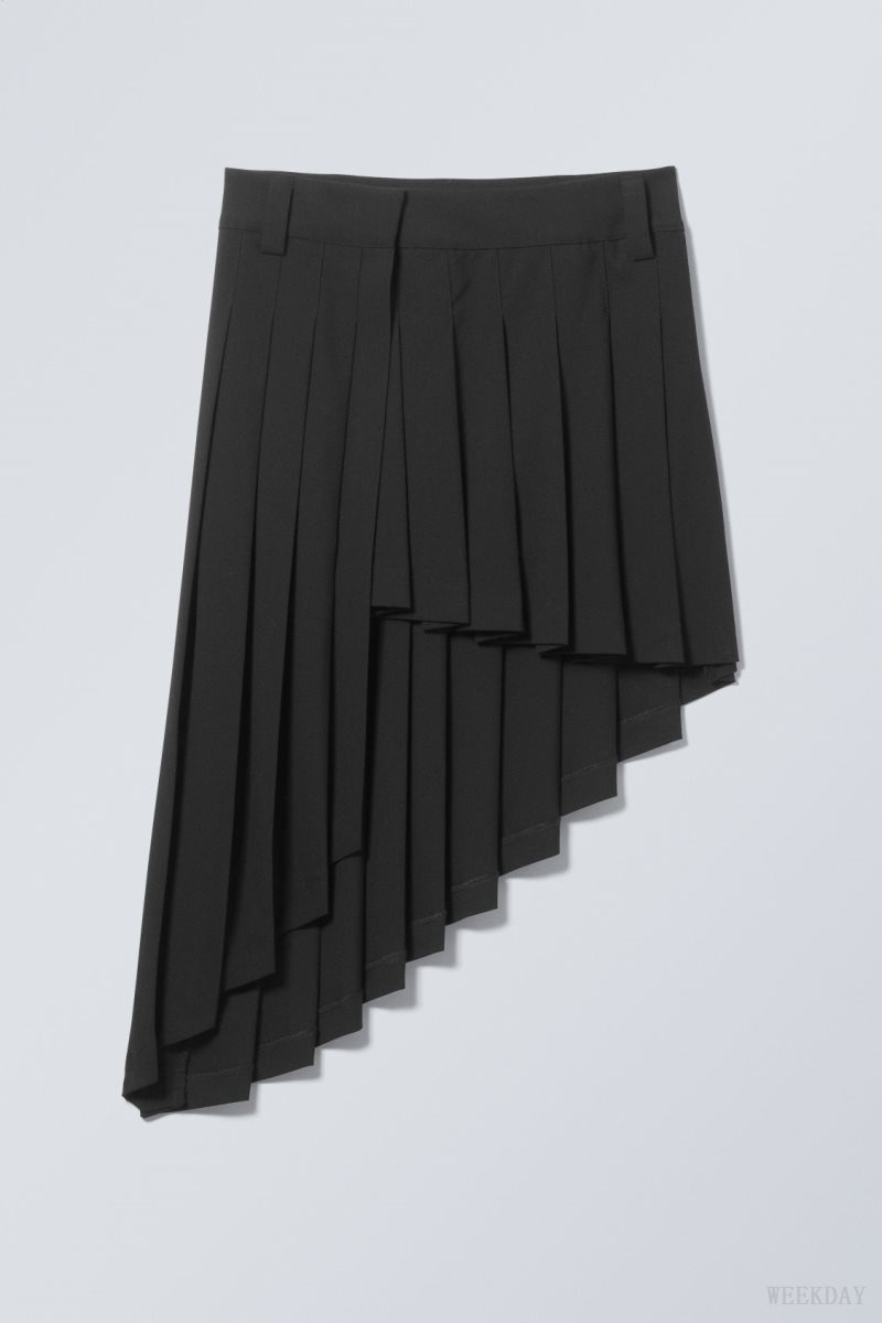 Weekday Skylar Pleated Midi Skirt Black | WLBW0947