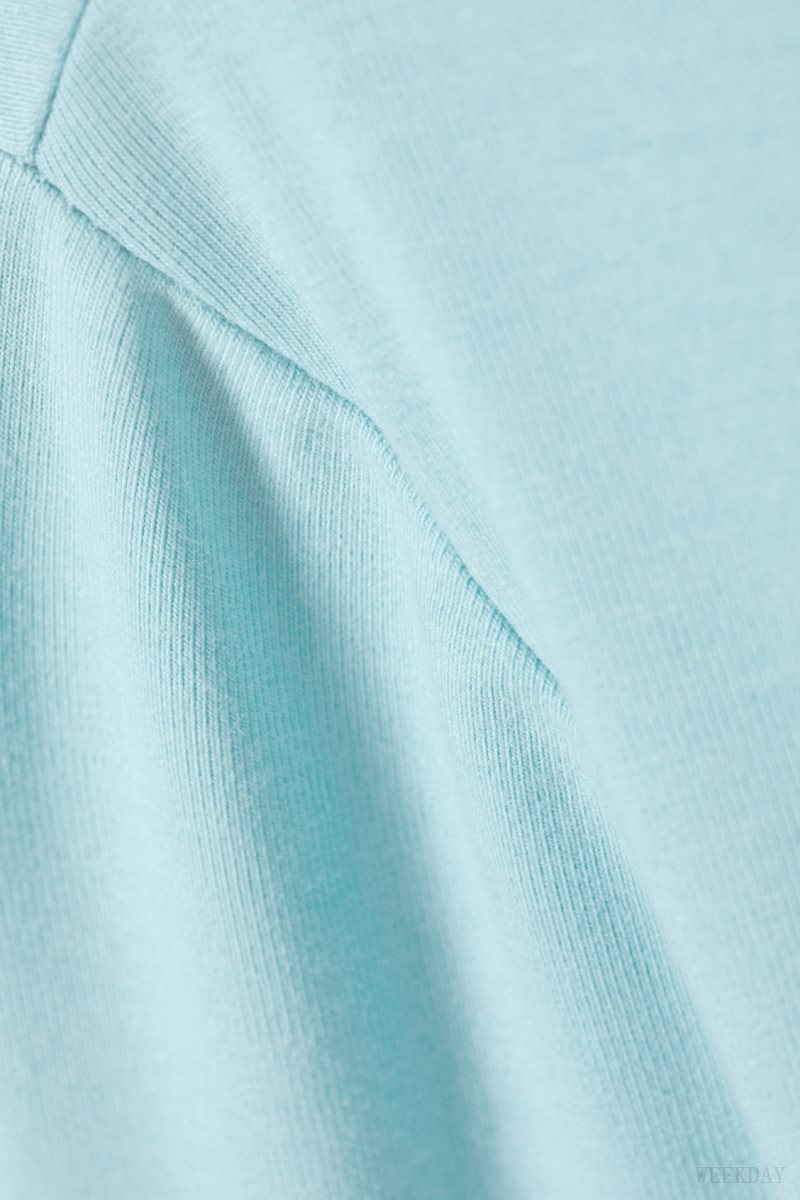 Weekday Slim Fitted Long Sleeve Light Turquoise | XVWB1831