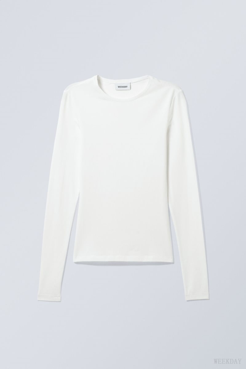 Weekday Slim Fitted Long Sleeve White | BSME5394