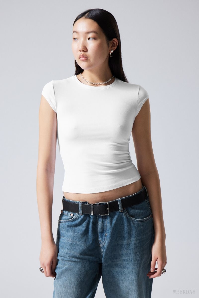 Weekday Slim Fitted Top White | EESK5608