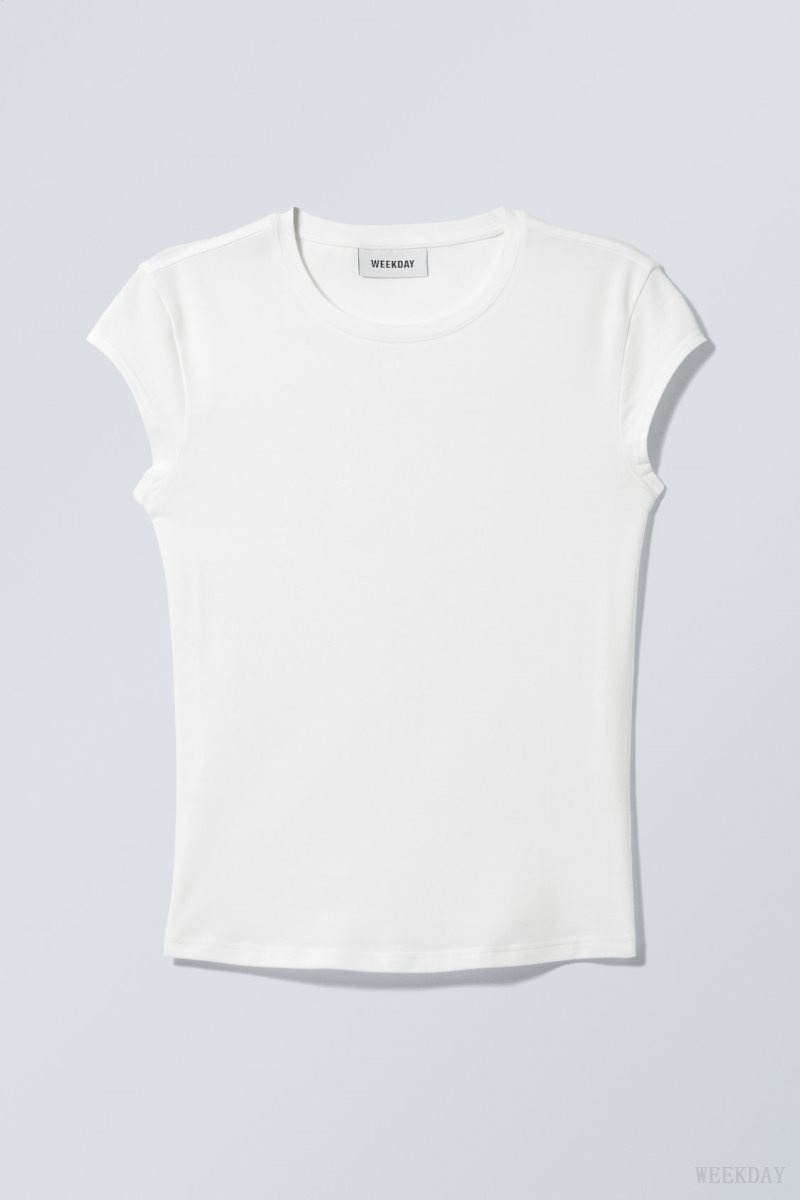 Weekday Slim Fitted Top White | EESK5608