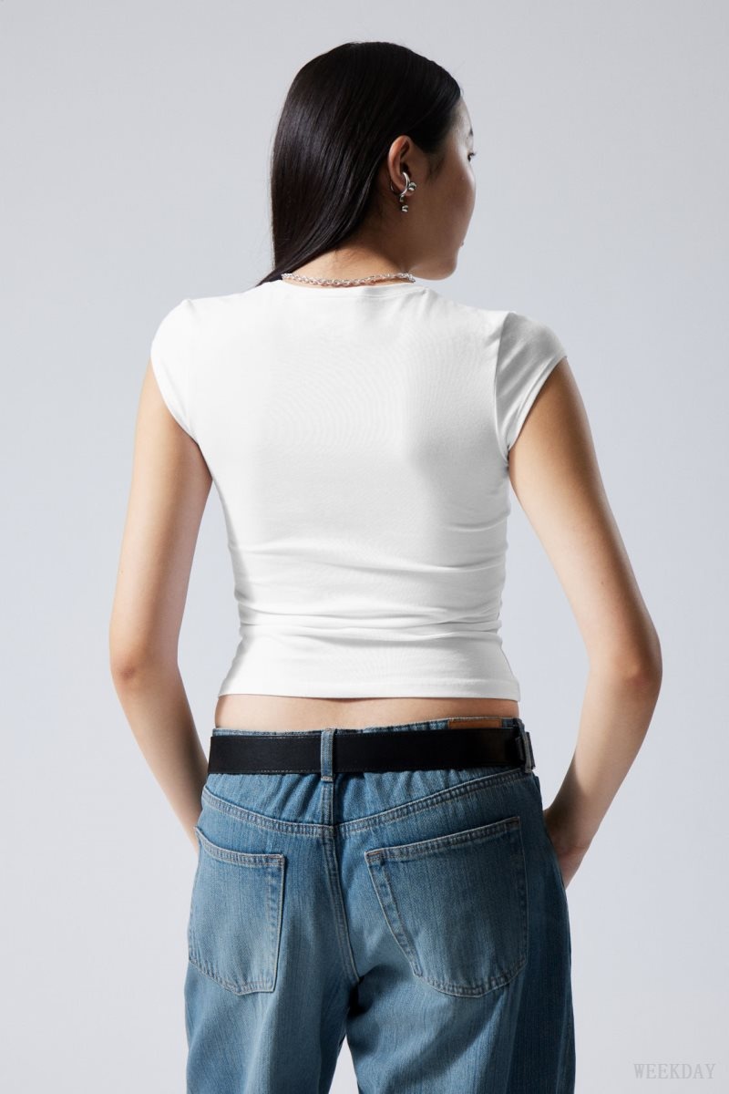 Weekday Slim Fitted Top White | EESK5608