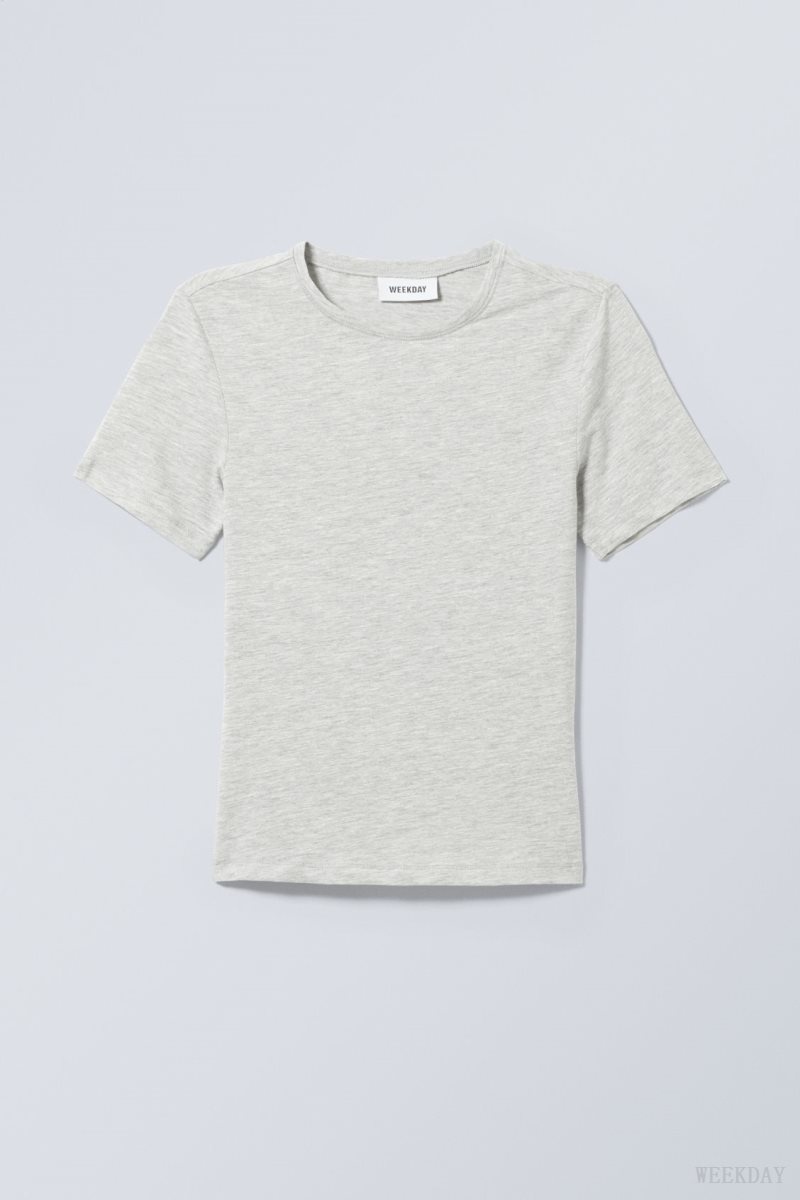 Weekday Slim Fitted T-shirt Grey | UCWL8607