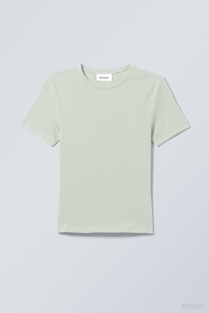 Weekday Slim Fitted T-shirt Light Green | YDNG0928