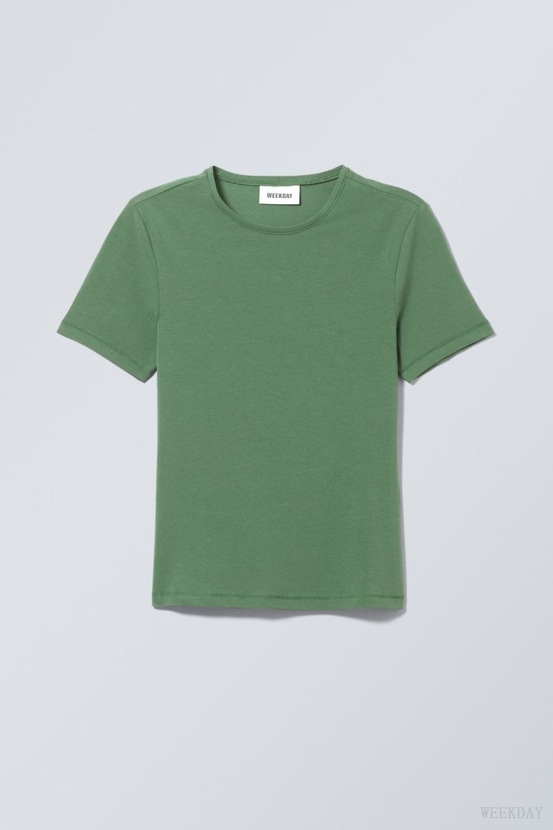 Weekday Slim Fitted T-shirt Turquoise Green | CJML0741