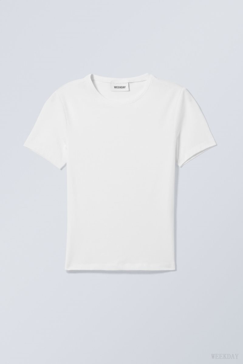 Weekday Slim Fitted T-shirt White | WBZQ4284