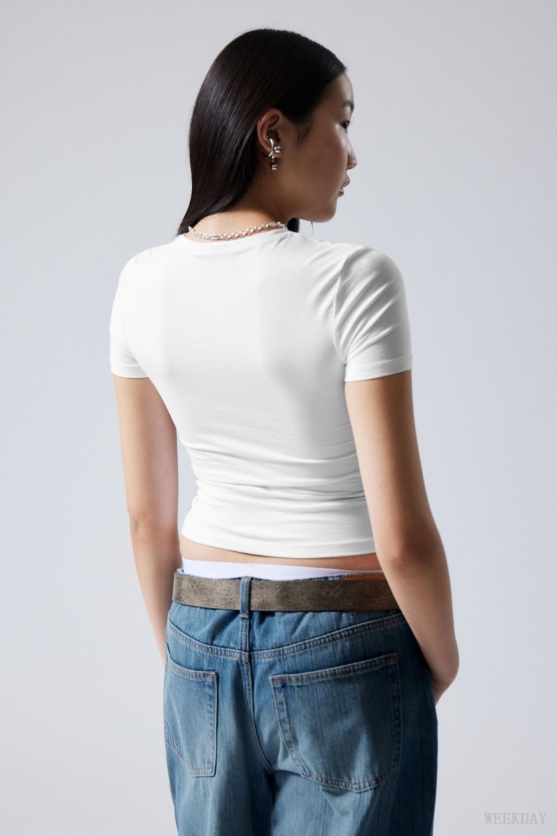 Weekday Slim Fitted T-shirt White | WBZQ4284