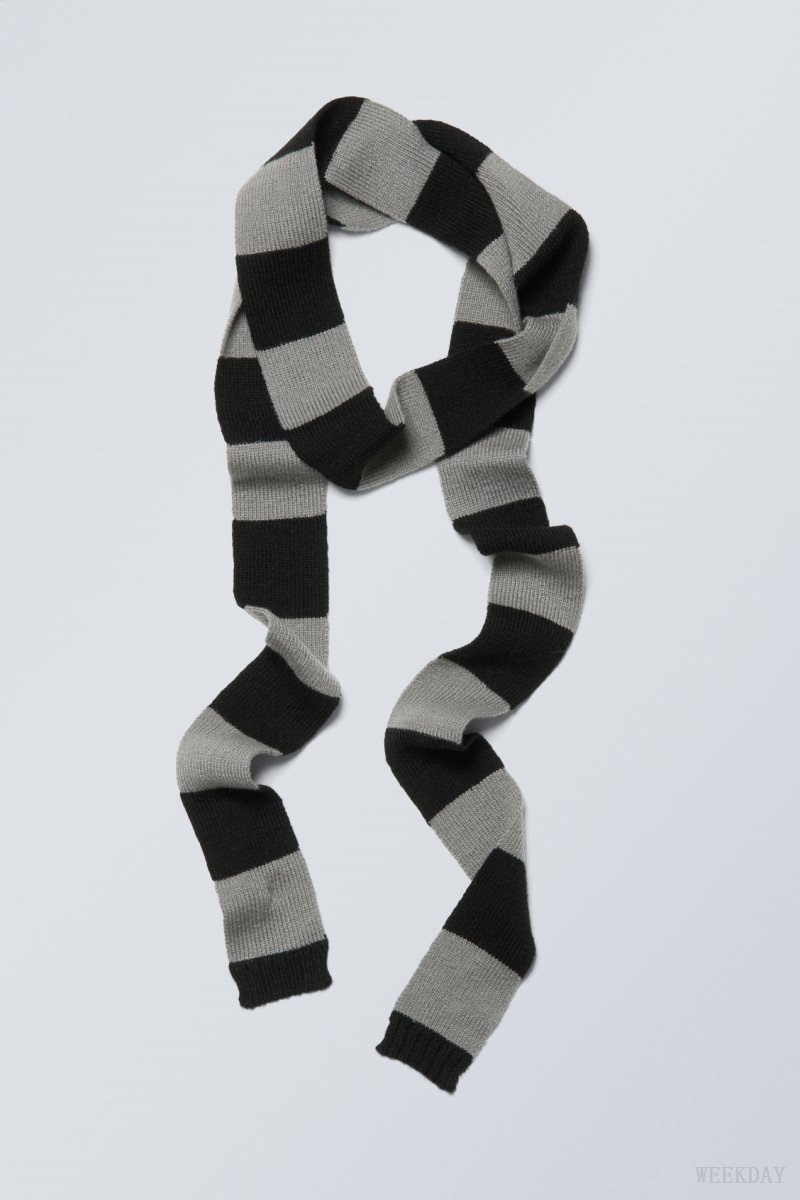 Weekday Slim Scarf Black / Grey | GEAW6854