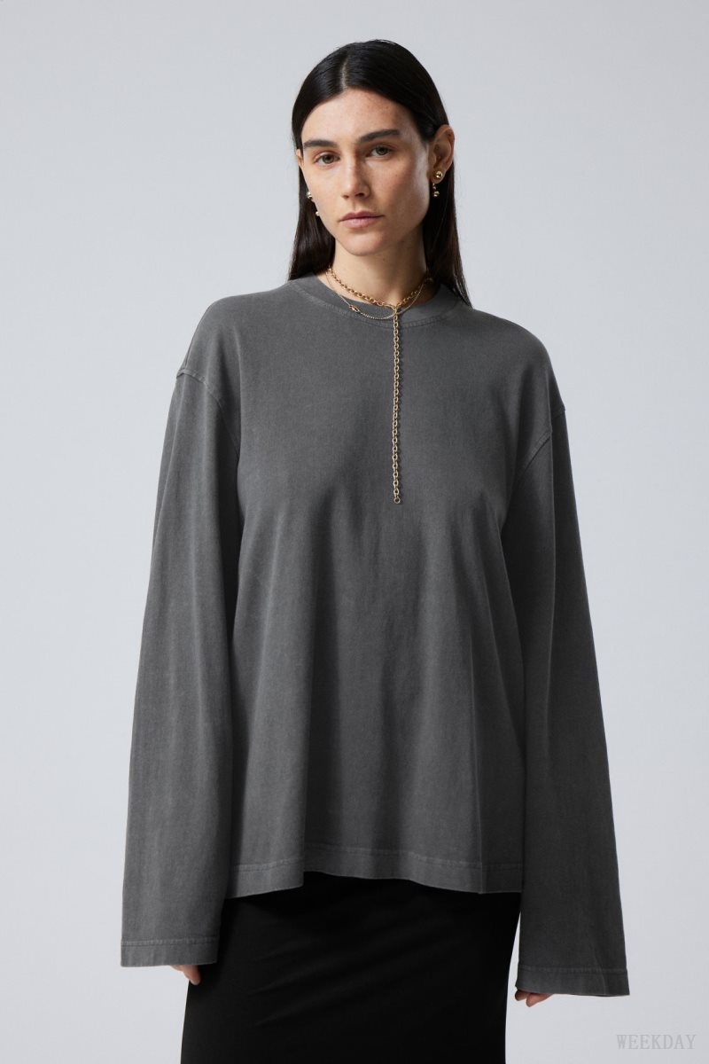 Weekday Soft Oversized Long Sleeve Top Blue | CVSA0399