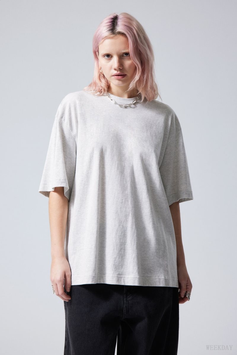 Weekday Soft Oversized T-shirt Light Grey | ZGFF6813