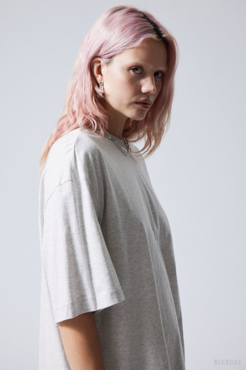 Weekday Soft Oversized T-shirt Light Grey | ZGFF6813