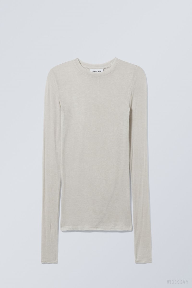 Weekday Soft Sheer Long Sleeve Top Light Mole | XHNB6403