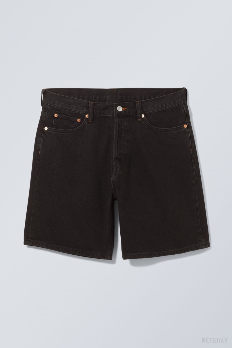 Weekday Space Relaxed Denim Shorts Black | ETBA1084