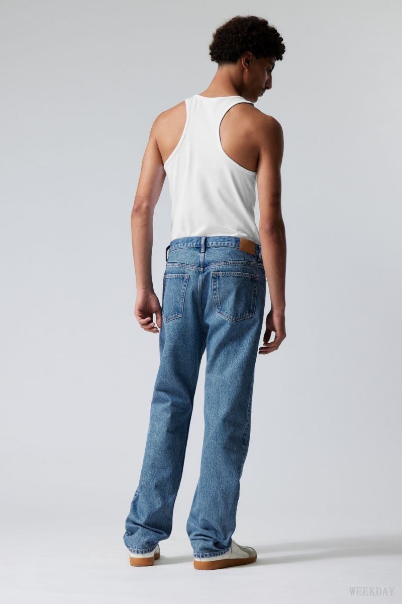 Weekday Space Relaxed Straight Jeans Blue | UWXM5361