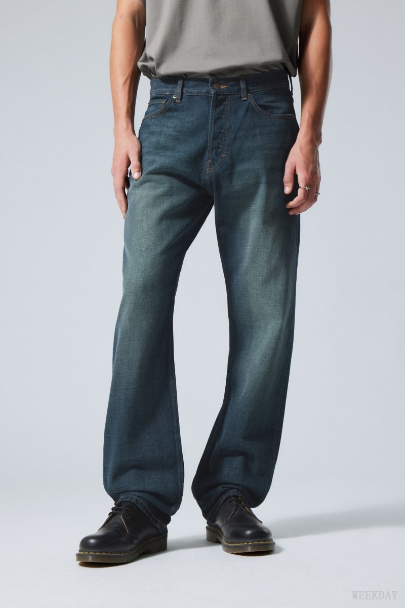 Weekday Space Relaxed Straight Jeans Blue | QYYS5908