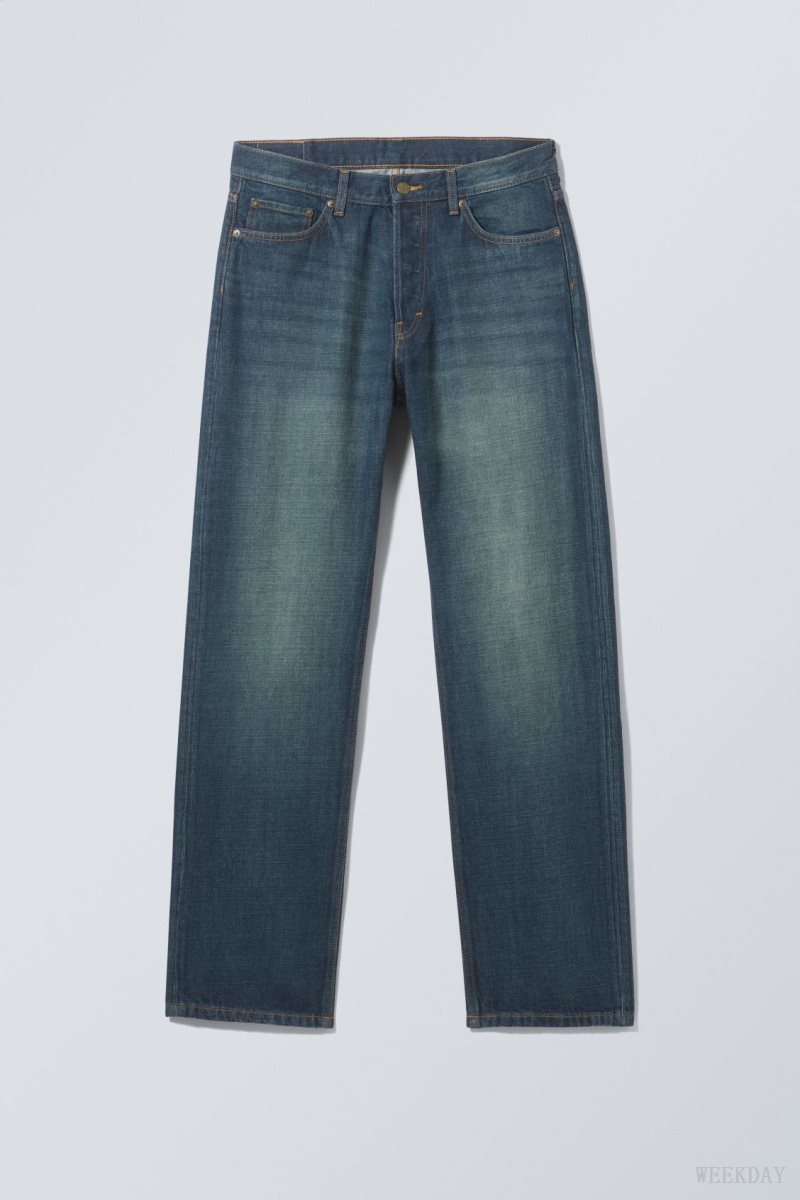 Weekday Space Relaxed Straight Jeans Blue | QYYS5908