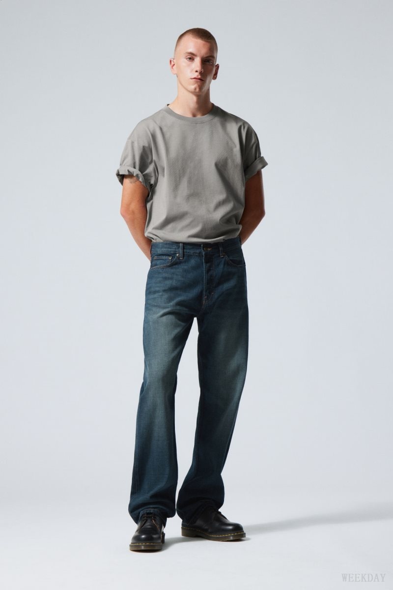 Weekday Space Relaxed Straight Jeans Blue | QYYS5908