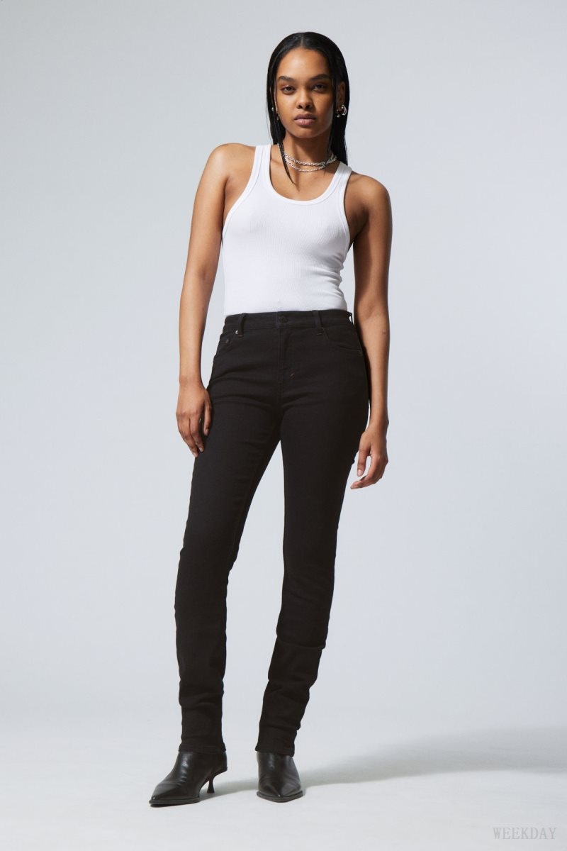 Weekday Spare Mid Skinny Jeans Black | TNVE4600