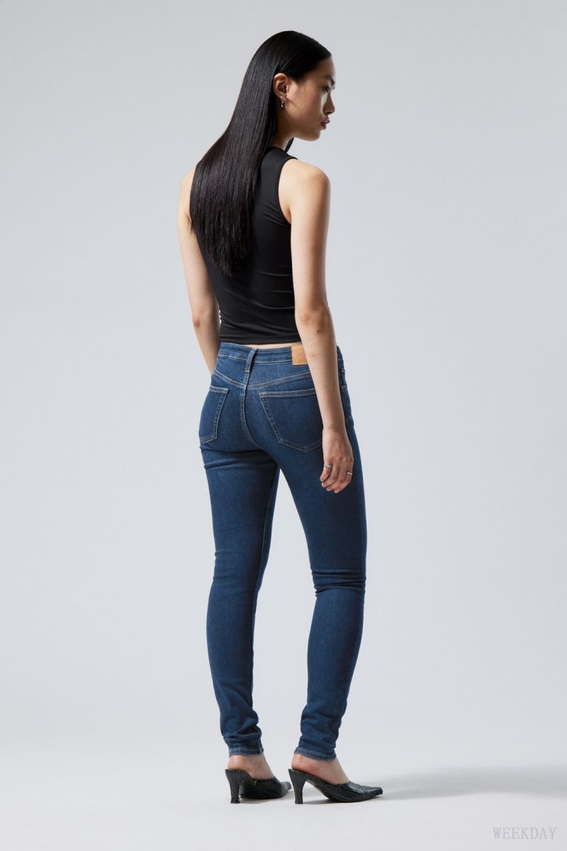 Weekday Spare Mid Skinny Jeans Blue | XGHG2040