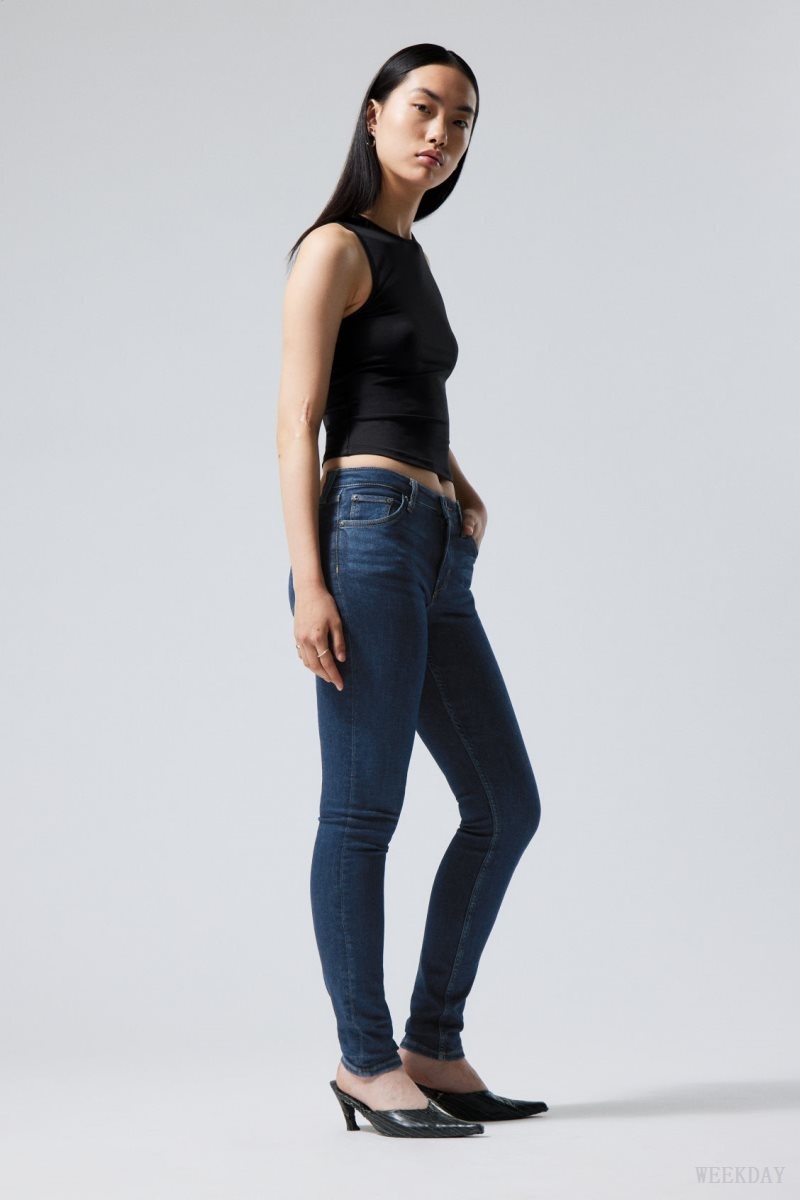 Weekday Spare Mid Skinny Jeans Blue | XGHG2040