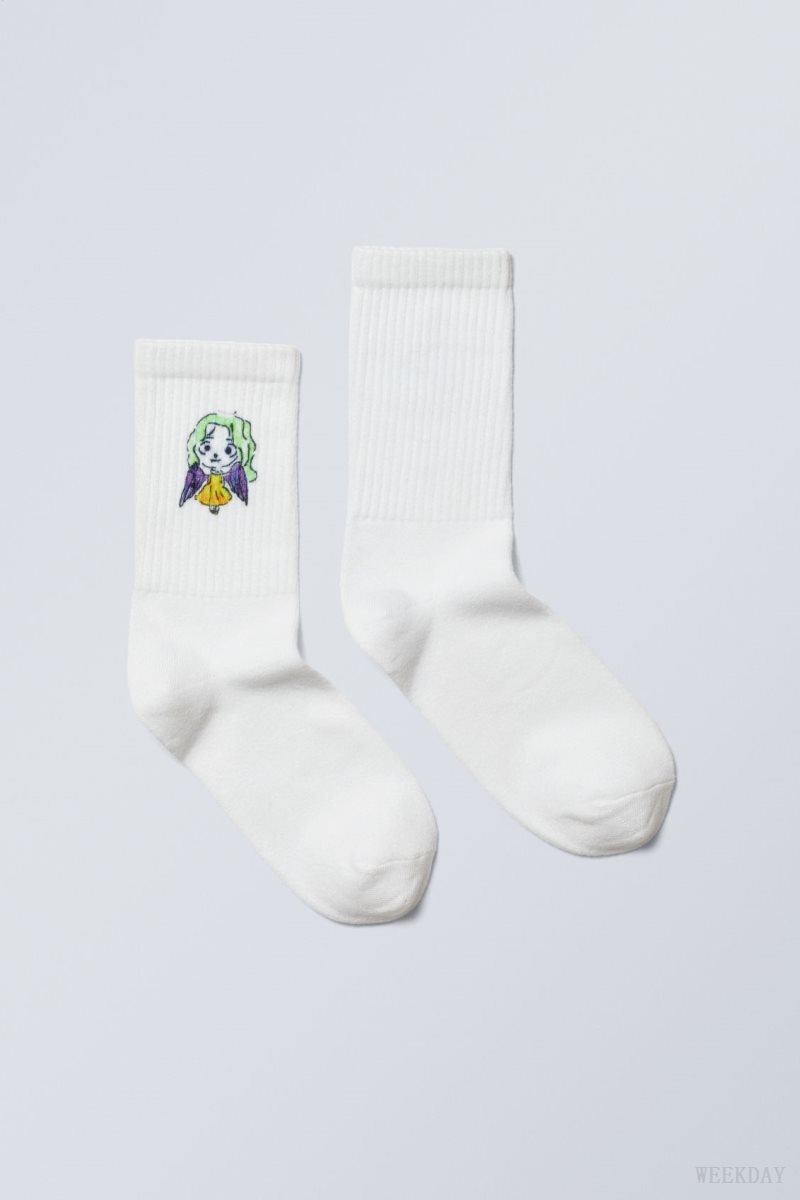 Weekday Sport Printed Socks Angel | PUQG9888