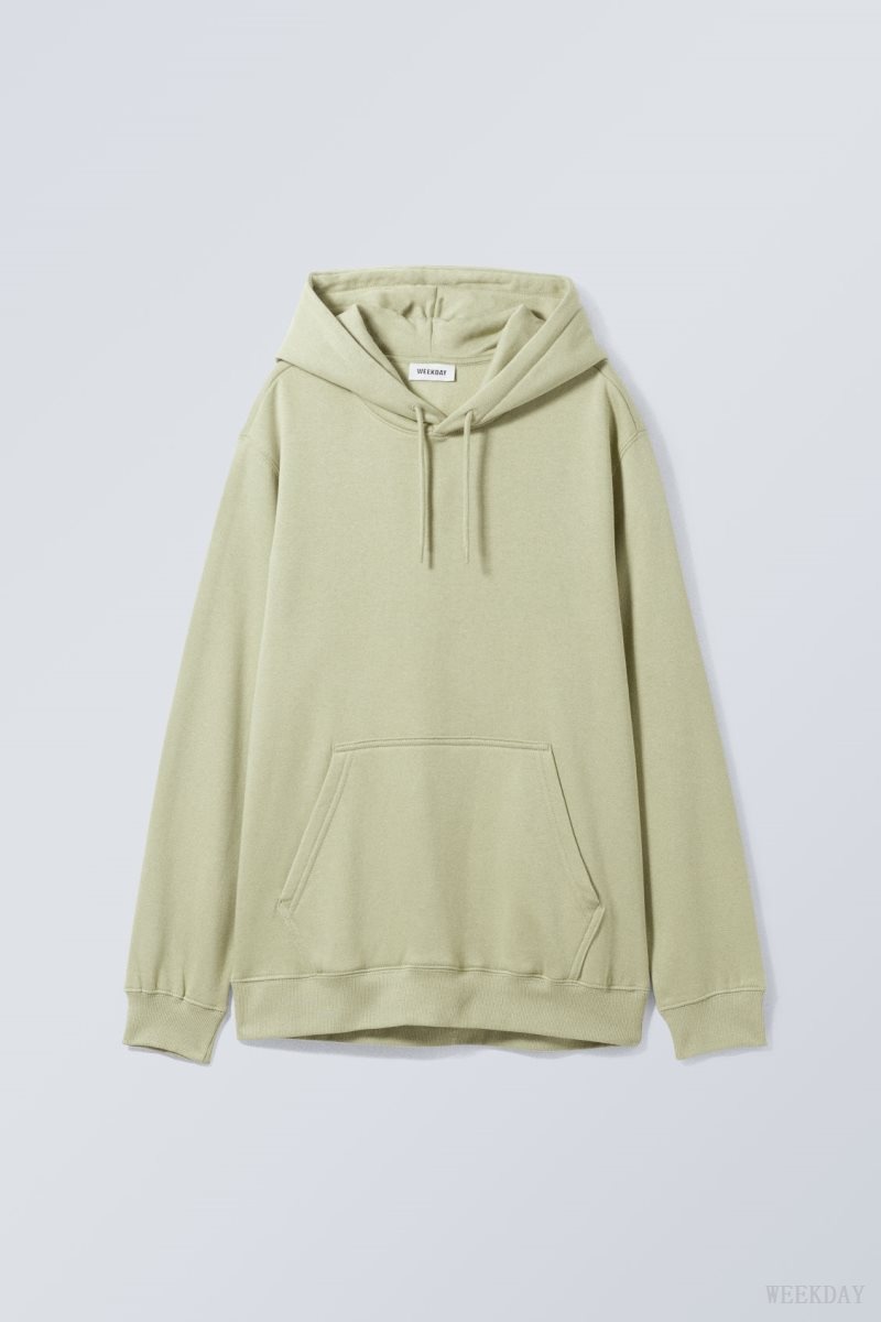 Weekday Standard Midweight Hoodie Light Green | EEYG5431