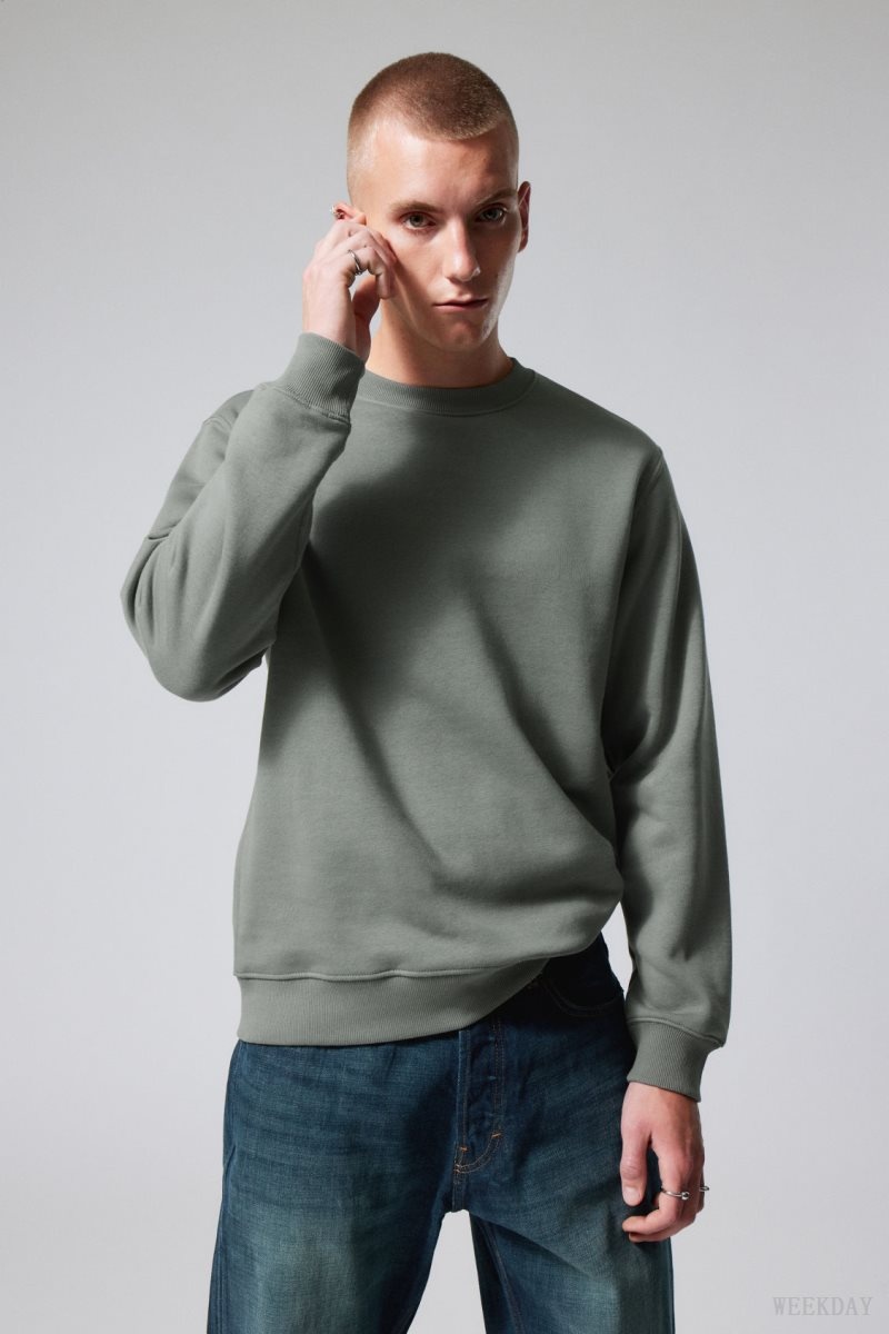 Weekday Standard Midweight Sweatshirt Khaki | HTEX8963