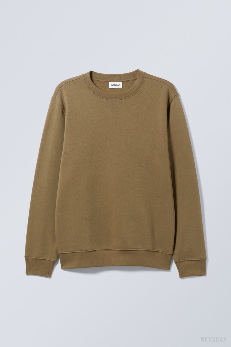 Weekday Standard Midweight Sweatshirt Khaki | DUHG1496