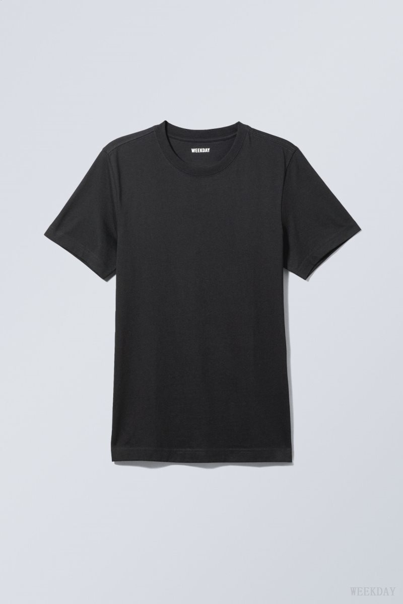 Weekday Standard Midweight T-shirt Black | YVQQ3429