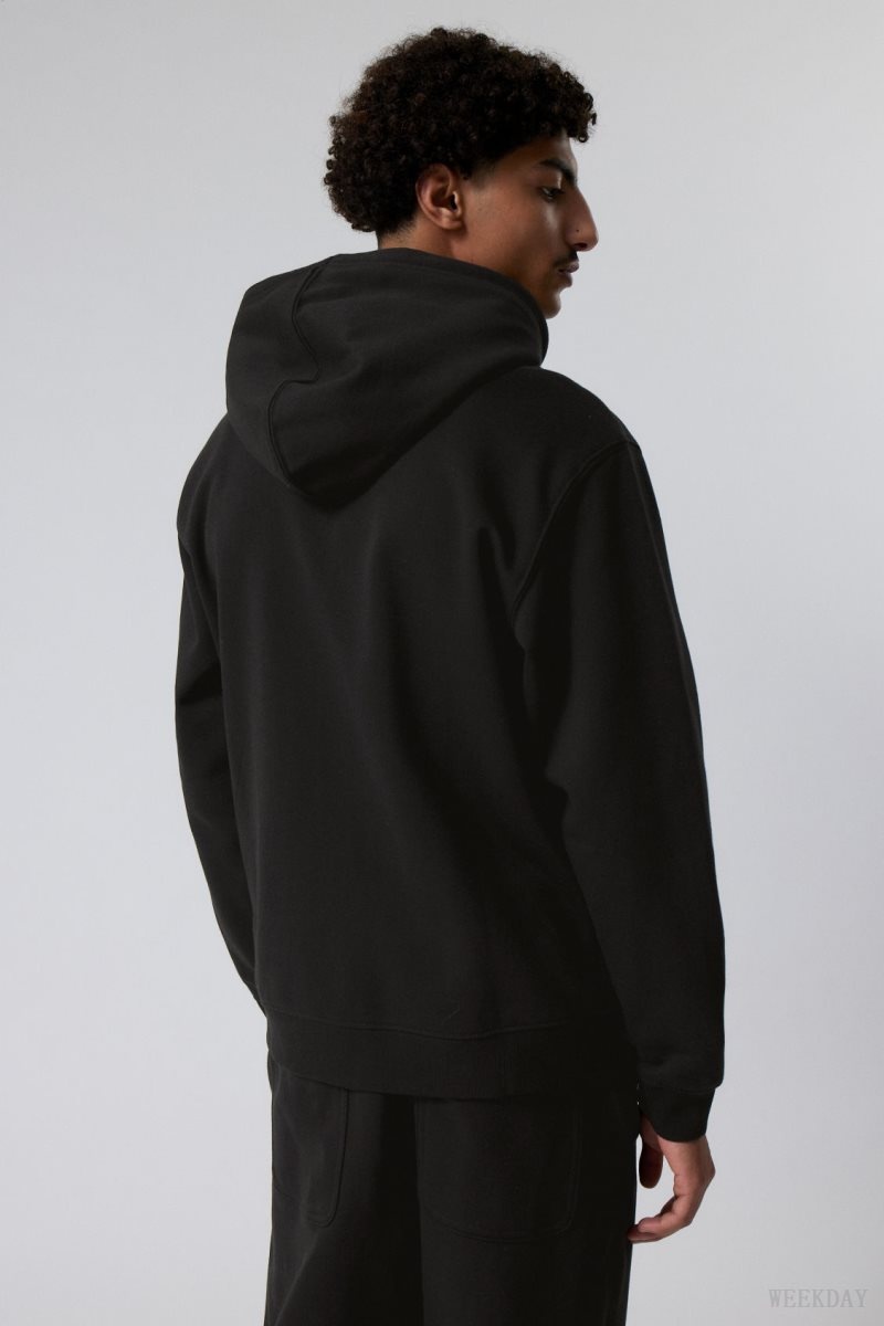 Weekday Standard Midweight Zip Hoodie Black | DDAC9402