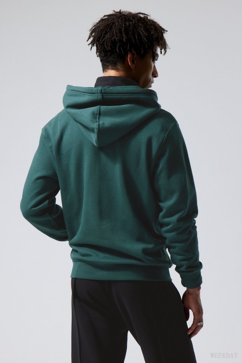 Weekday Standard Midweight Zip Hoodie Green | LDFL8994