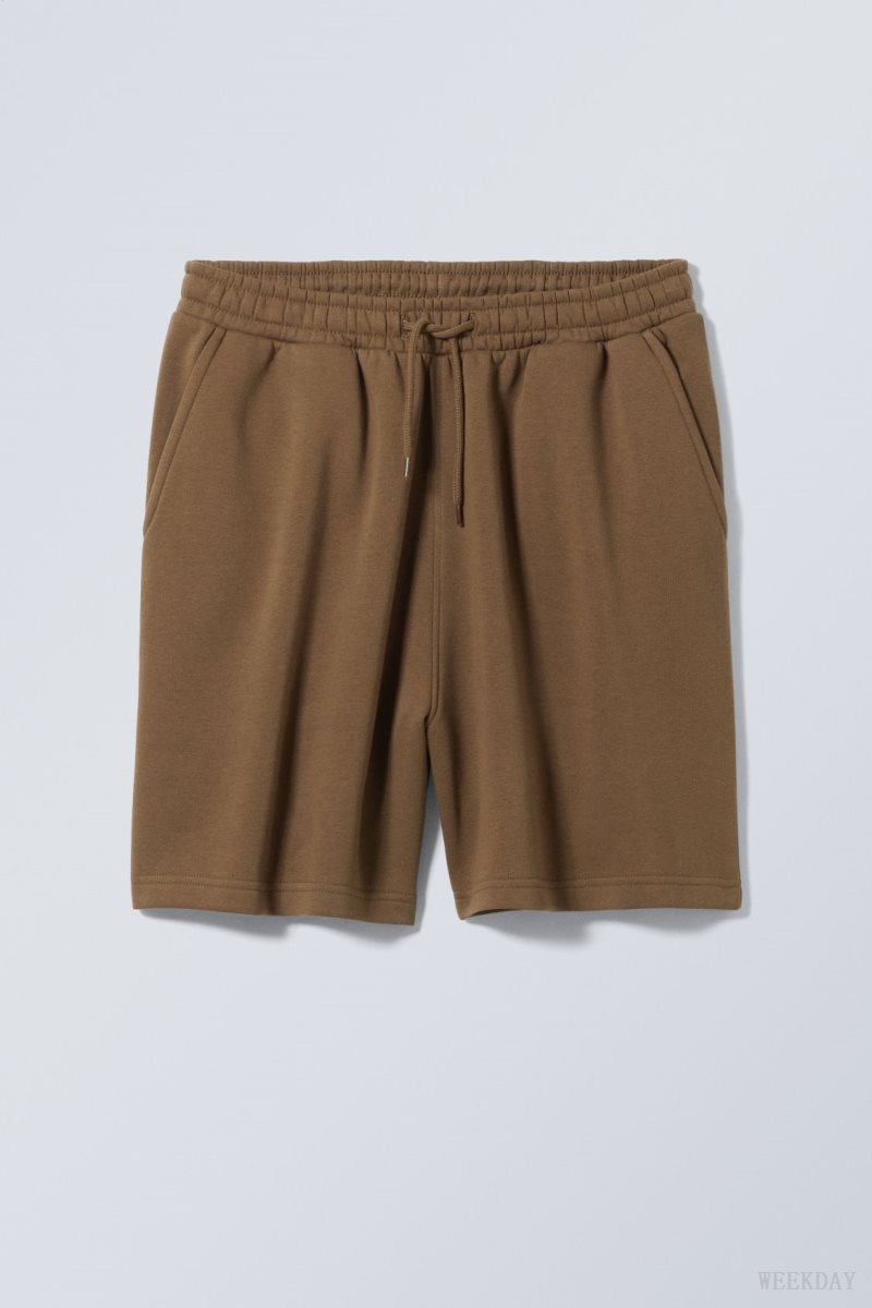 Weekday Standard Sweatshorts Dark Khaki | UGVN2230