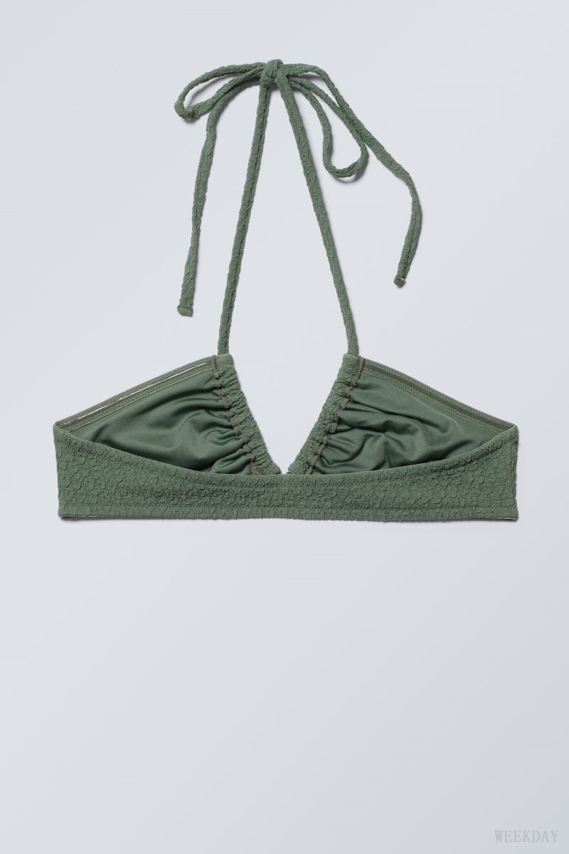 Weekday Structured Bikini Top Khaki | YKRO3868