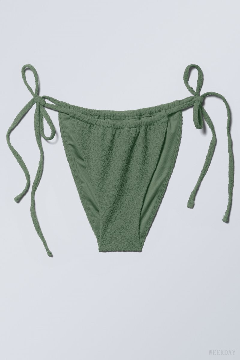 Weekday Structured Tie Bikini Bottom Olive Green | XONO0595