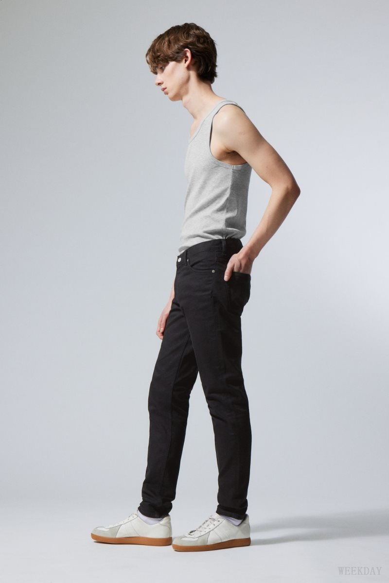 Weekday Sunday Slim Tapered Jeans Black | DYCD2463