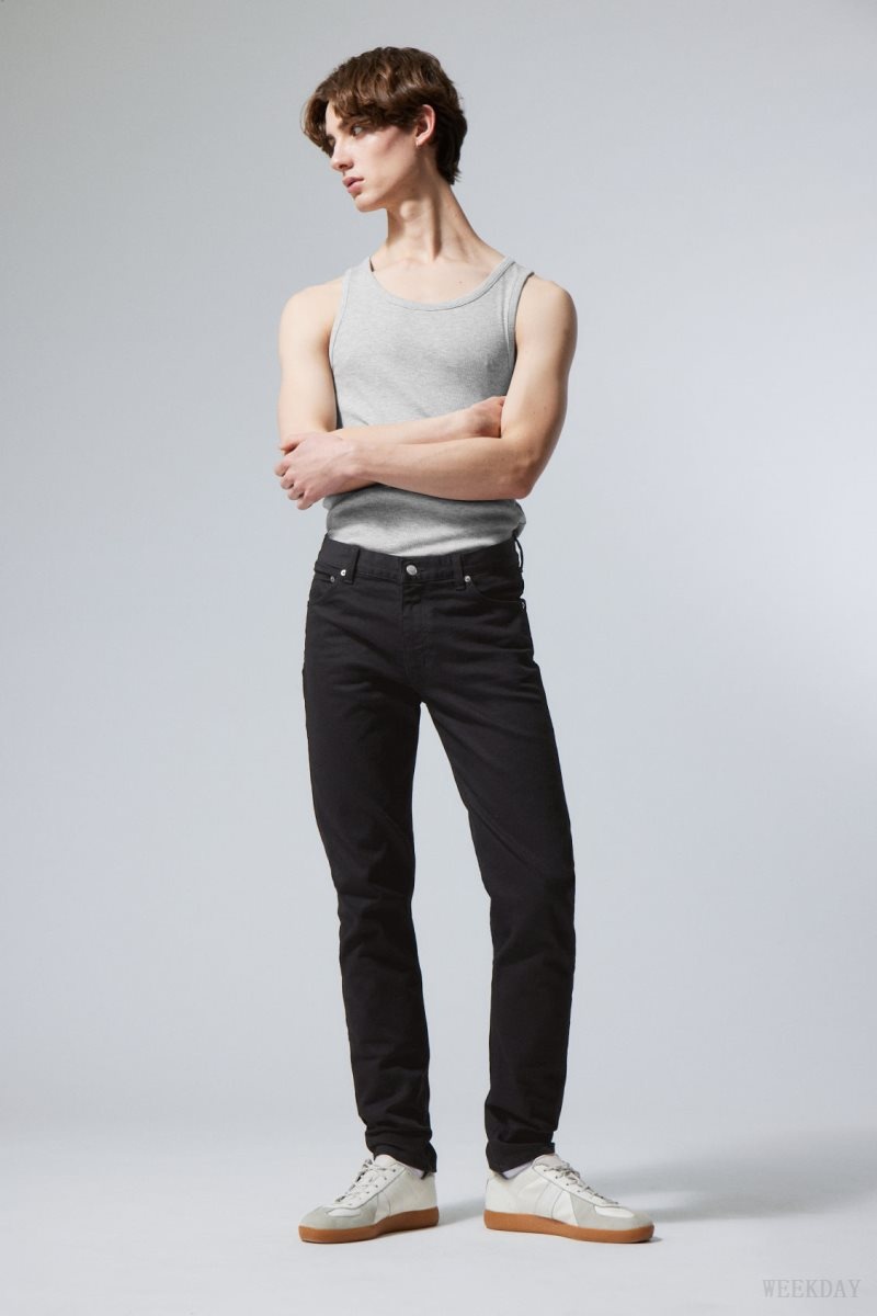 Weekday Sunday Slim Tapered Jeans Black | DYCD2463