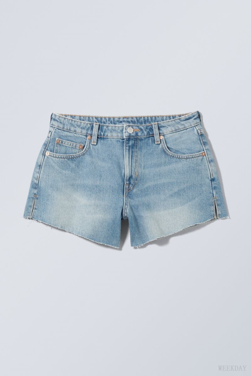 Weekday Swift Denim Shorts Blue | TKFS9684