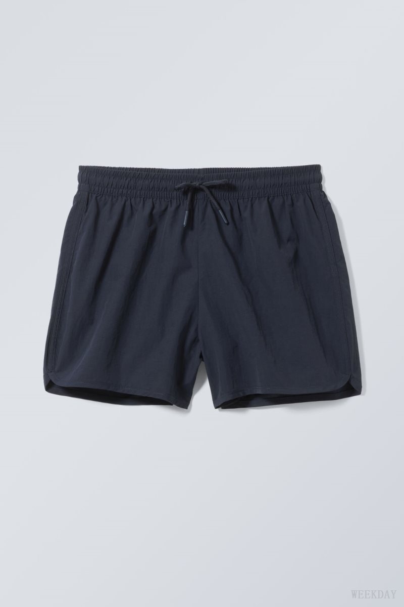 Weekday Tan Structure Swim Shorts Dark Blue | NHZK3088