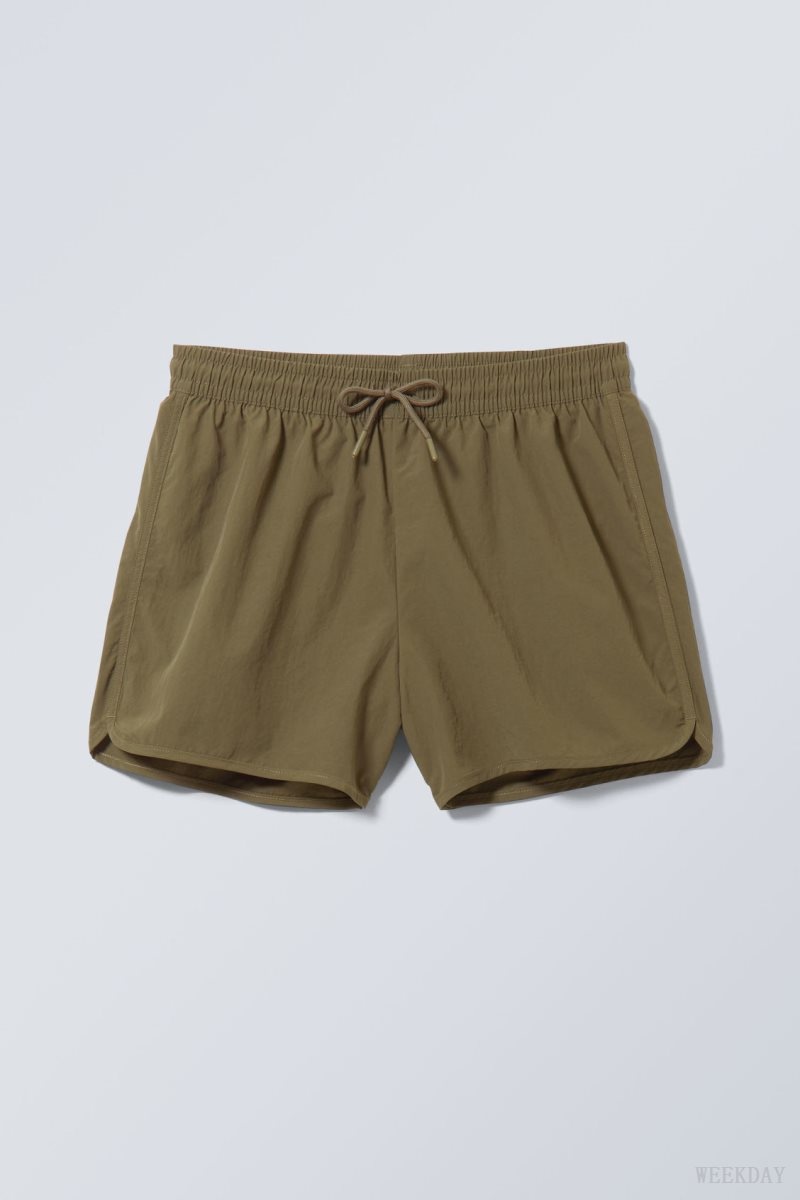 Weekday Tan Structure Swim Shorts Khaki | LOYN5458