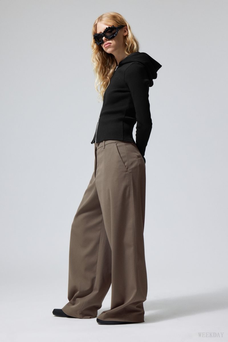 Weekday Tate Suiting Trousers Khaki Green | AONG1397