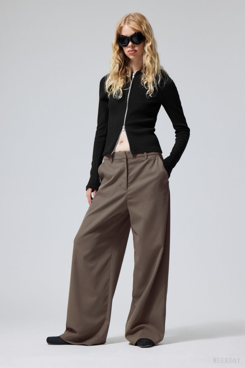 Weekday Tate Suiting Trousers Khaki Green | AONG1397