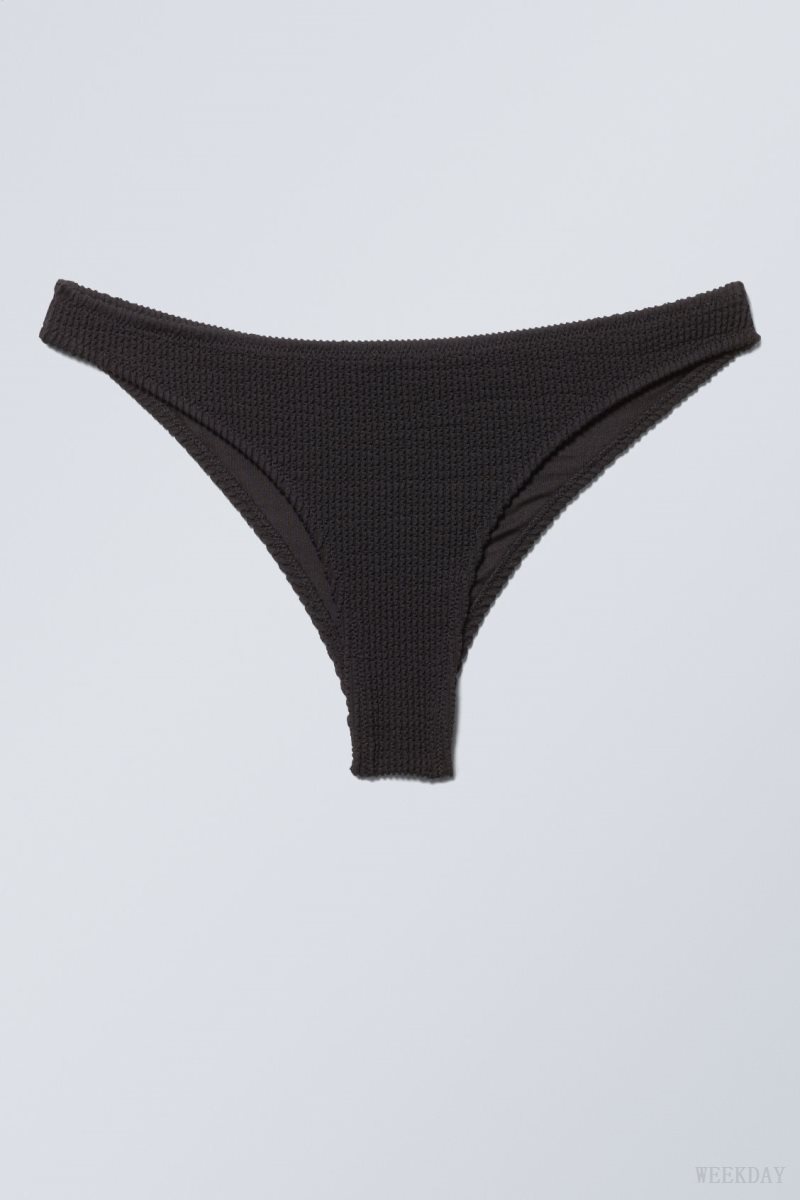 Weekday Textured Brazilian Bikini Bottoms Black | MPMI5079