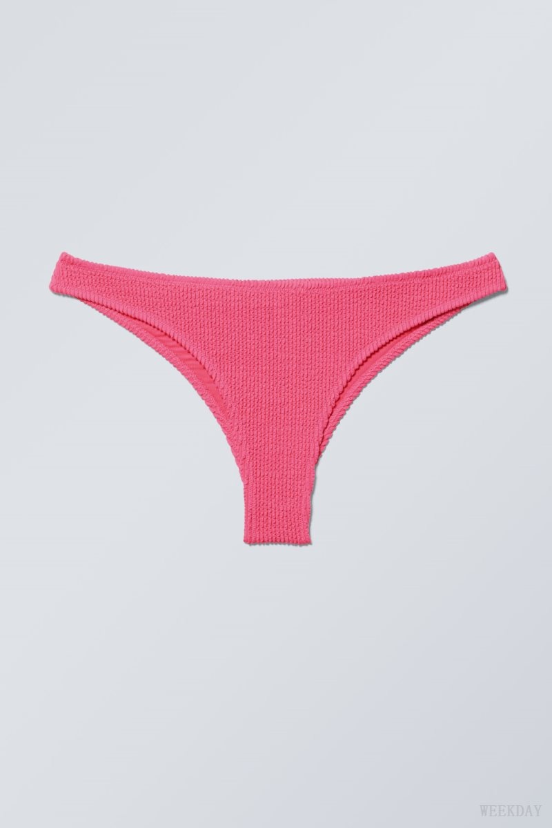 Weekday Textured Brazilian Bikini Bottoms Pink | RSQQ6917