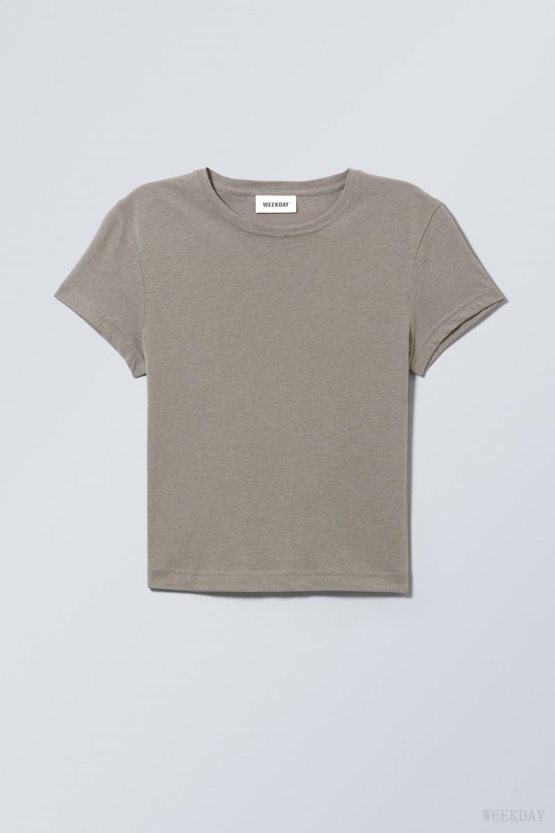 Weekday Tight Fitted T-shirt Dark Grey | MQVL0302