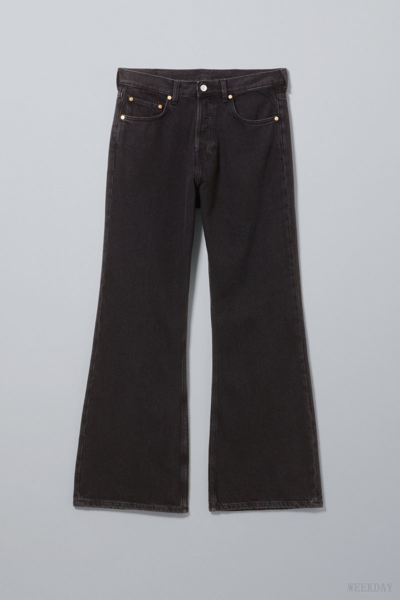 Weekday Time Loose Bootcut Jeans Black | DNFP4164